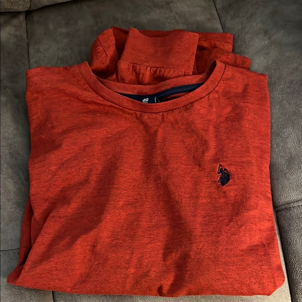 US Polo Assn Orange Long Sleeve Shirt with Logo sz X-Large